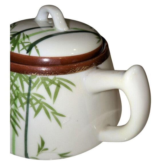 Vintage Japanese Kutani Bamboo Teapot Hand-Painted Bone China - Picture 8 of 13